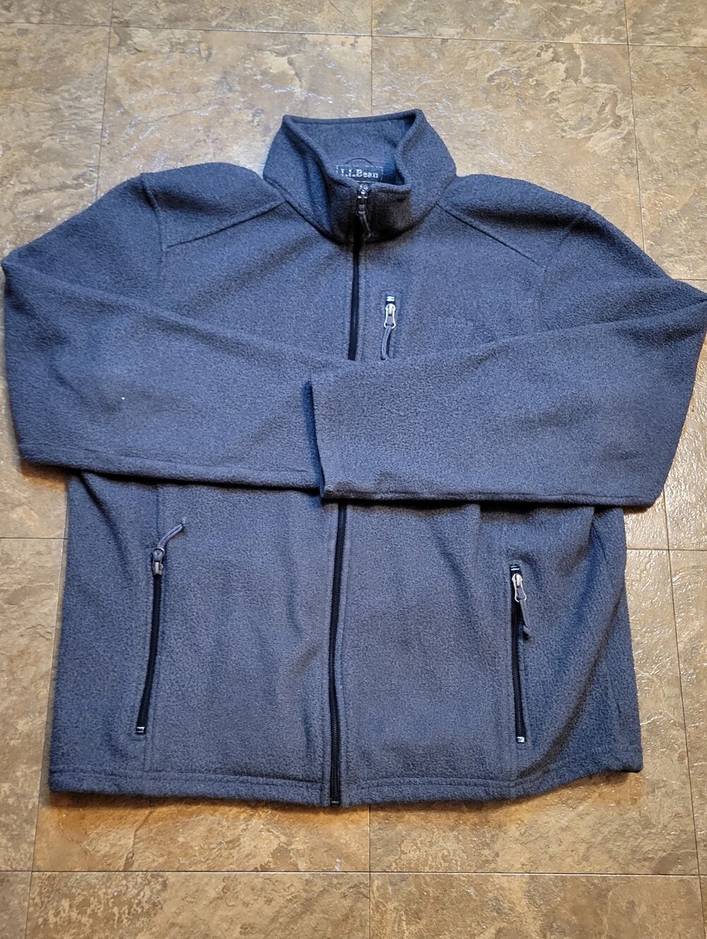L.L. Bean Polartec Fleece Jacket Mens Large L Gray Full Zip Long Sleeve Outdoor